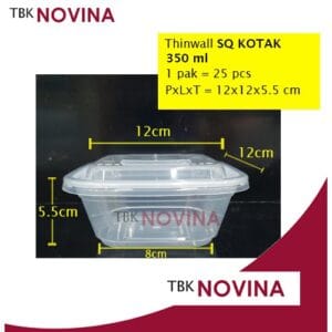 [25PCS] Thinwall KOTAK 350ml Square SQ Food Container Box Tempat Kotak Makan Plastik Square 350 ml