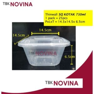 [25PCS] Thinwall KOTAK 750ml Square SQ Food Container Box Tempat Kotak Makan Plastik Square 350 ml