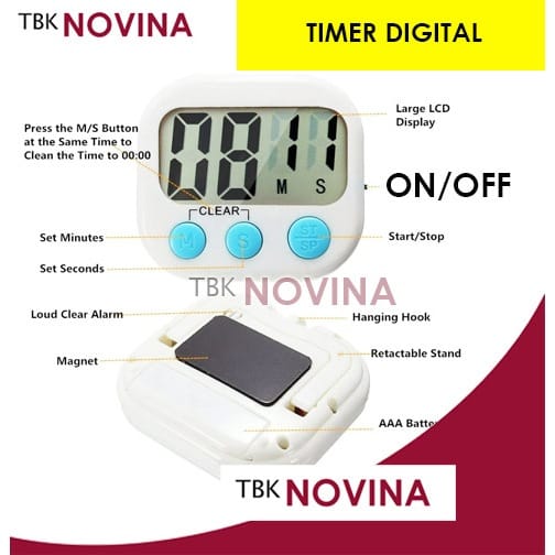 TIMER DIGITAL / Pengatur Waktu Masak Stopwatch Alarm Dapur Timer Masak Digital Alarm Dapur Masak Clock Stopwatch Kitchen Digital Timer - Image 2