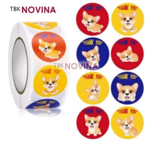 [KODE 191] STIKER THANK YOU CORGI LUCU / STIKER LABEL SEGEL ANJING CORGI DOG 2.5cm