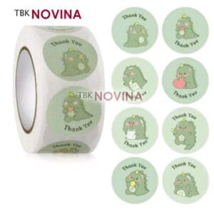 [ KODE 192 ] STIKER THANK YOU DINO CUTE LUCU / STIKER LABEL SEGEL DINOSAURUS 2.5cm