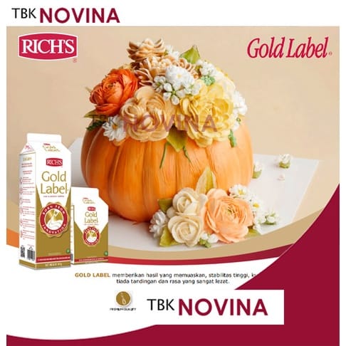 WHIPPED CREAM RICH GOLD LABEL / WHIPPING CREAM RICH'S 500GR / WHIP CREAM LABEL EMAS