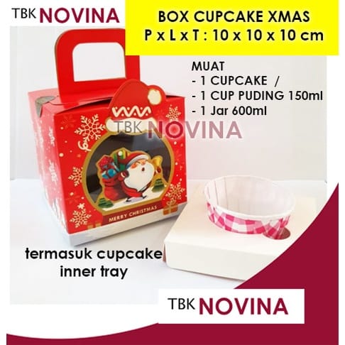 KOTAK KUE NATAL CUPCAKE PUDING / BOX KUE NATAL / KOTAK NATAL CUPCAKE PUDING JAR / KOTAK KUE - Image 2