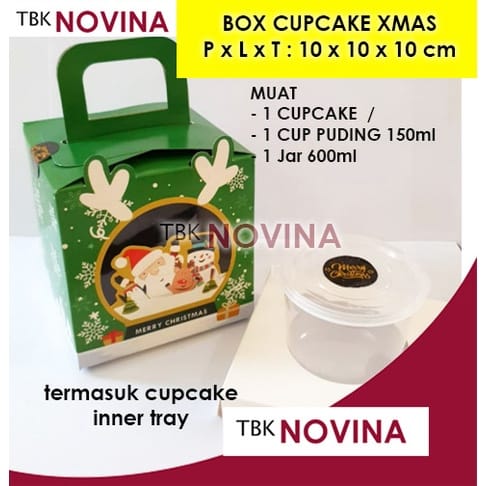 KOTAK KUE NATAL CUPCAKE PUDING / BOX KUE NATAL / KOTAK NATAL CUPCAKE PUDING JAR / KOTAK KUE - Image 3