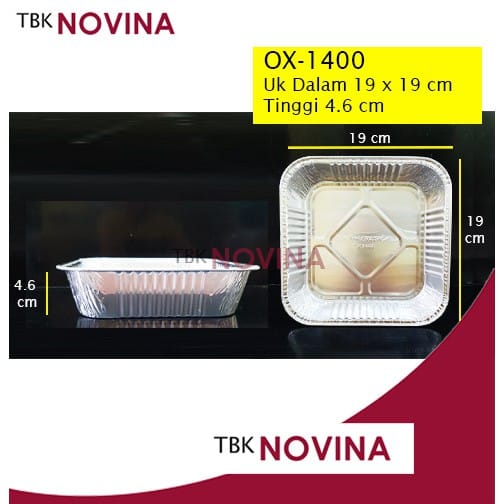OX-1400 ALUMINIUM FOIL KOTAK WADAH CUP ROTI CAKE PAI MENTAI MACARONI SPAGHETI LASAGNA PASTEL TUTUP - Image 2