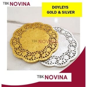 [100 pcs] Kertas Doyleys 4.5" GOLD SILVER / Kertas Doilies / Doily BATIK- Alas Toples Kue / Kertas Renda