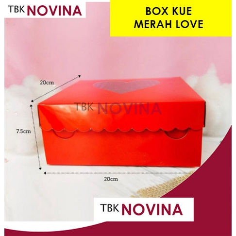 KOTAK KUE MERAH LOVE / BOX CAKE KUE TART / BOX KUE ULANG TAHUN - Image 2