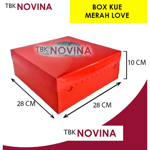 KOTAK KUE MERAH LOVE / BOX CAKE KUE TART / BOX KUE ULANG TAHUN - Image 7