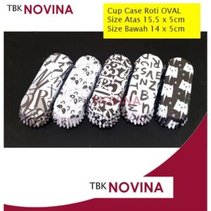 Oval Cup Case Roti / Paper Cup Oval / Kertas Alas Roti Motif BLACK WHITE-  Kertas Cup Roti Oval