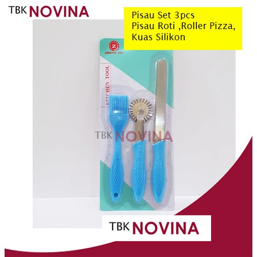 Pisau Roti Kuas Silikon Pisau Pizza Gerigi Set 3 pcs - Image 2