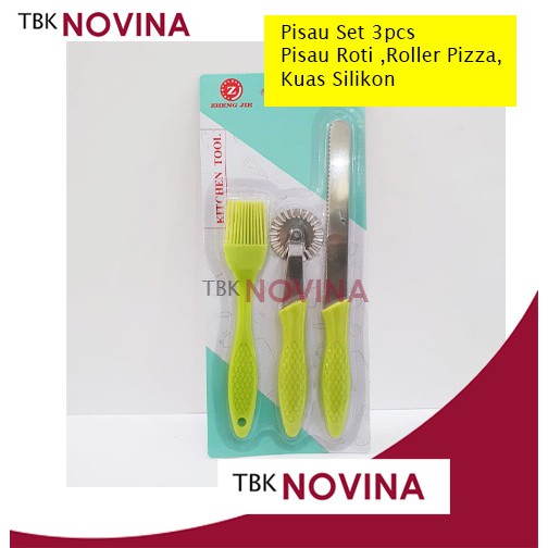Pisau Roti Kuas Silikon Pisau Pizza Gerigi Set 3 pcs - Image 3