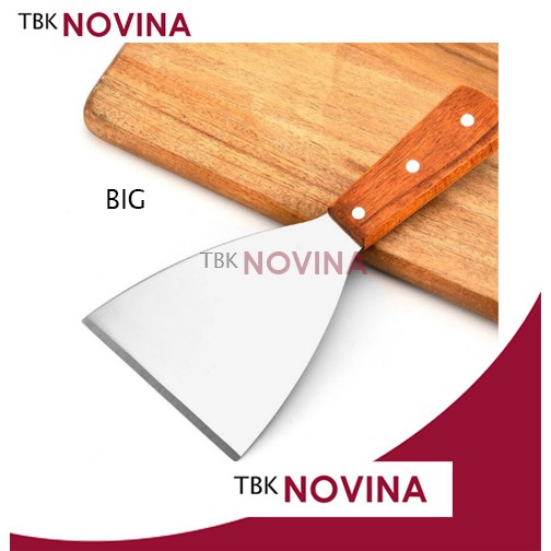 Spatula Kape Crepes Tepanyaki stainless gagang kayu / martabak pizza roti bakar kebab - Image 3