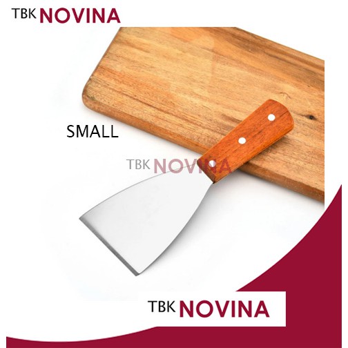 Spatula Kape Crepes Tepanyaki stainless gagang kayu / martabak pizza roti bakar kebab - Image 4