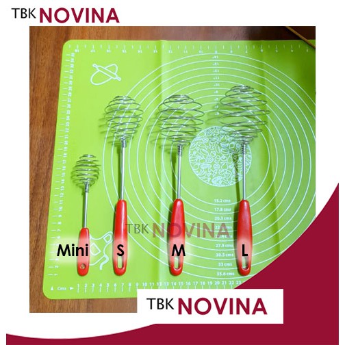 Whisk Kocokan Telur 4 Ukuran Spiral/ Kocokan Adonan / Mixer Tangan Pengocok Telur Adonan Kue Pancake - Image 4