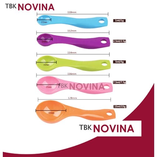 SENDOK TAKAR Set 5 in1 Warna - Measuring Spoon Sendok Ukur Bumbu Tepung Air - Image 4