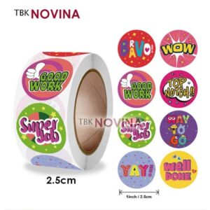 [KODE 146] Stiker REWARD ANAK / Label segel GOOD WORK  2.5cm (10pcs)