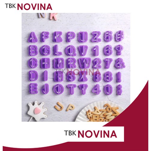 Cetakan Kue Kering Fondant Huruf Angka Alfabet Alphabet 40pcs / Embosser - Image 3
