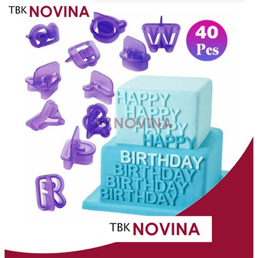 Cetakan Kue Kering Fondant Huruf Angka Alfabet Alphabet 40pcs / Embosser - Image 6