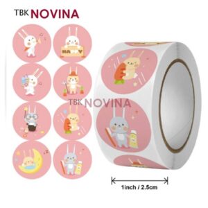 [KODE 122] Stiker Kelinci / Label segel Terima kasih 2.5cm (10pcs)