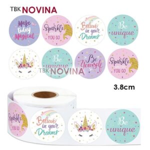 [KODE BIG 11 ] Stiker Thank You SPARKLE  UNICORN / Label Segel Thank You BIG 3.8cm (10 pcs)