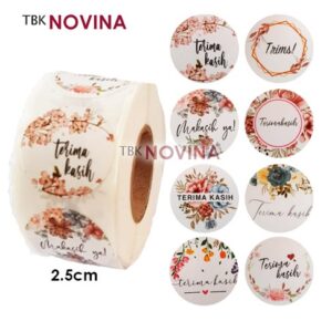 [KODE 144] Stiker Thank You / Label segel Terima kasih Bunga 2.5cm (10pcs)