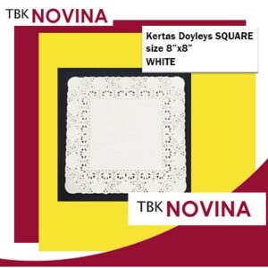 [100 Pcs] Kertas Doyleys / Doilies/ doiley KOTAK 8" x 8" (Putih) - Kertas Renda / Persegi