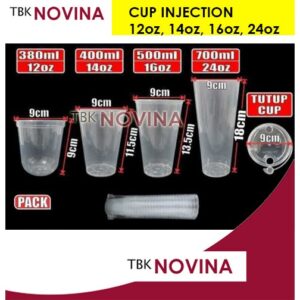 [ 1 DUS =  500pcs  ] CUP INJECTION / GELAS INJEKSI 12oz/ 14oz /16oz / 24oz