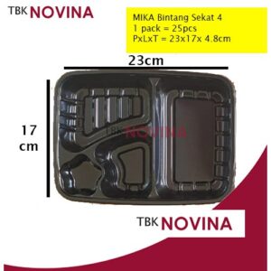 [50 PCS] Mika Bento Tebal Per Pack Tray Bintang 4Sekat Kotak Makanan Lunch Box Bento Murah